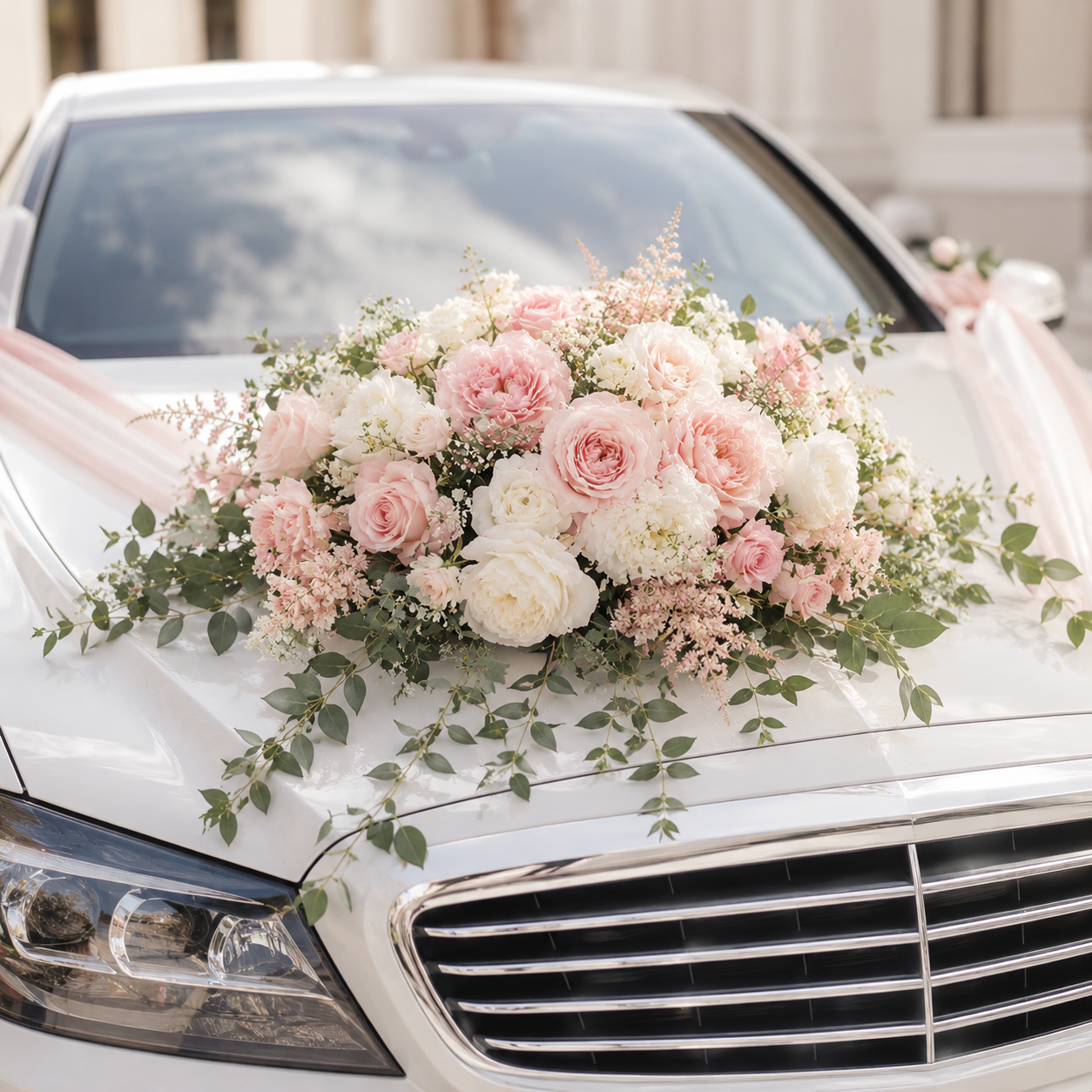 دسته گل عروس و ماشین عروس